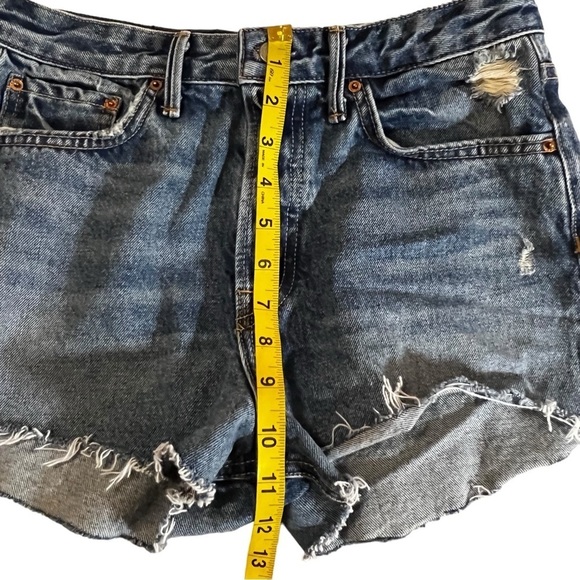 GRLFRND Cindy Button Fly Raw Hem High Rise Cut Off Denim Jean Shorts side slits - Picture 9 of 14